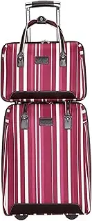 [IRYZE] Lightweight Suitcase Oxford Cloth Luggage Wear Resistant Code Lock Luggage Suitcase Stripe 2-Piece Trolley Case Carry on Luggage, A, 2 piece