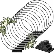 10PCS Floral Hoops 10 Inch Metal Floral Wreath Rings with 10 Holders Gold Black Centerpiece Hoops for DIY Crafts Flower Wreath Making Accessories Table Centerpiece (Black)