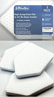 [MinnYaso] Magic Sponge Eraser Pads Fit Extendable Tub Tile Scrubber Brush | Magic Sponge Eraser Cleaning Scrubber Refill Replacement Pads | Compatible with Moku, Yocada & Cleanhome & Others | 3 Pack