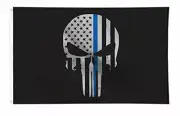 Thin Blue Line Skull Flag - 3 ft x 5 ft