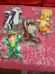 FOUR - Vintage Looney Tunes Vinyl Window Hangers Tweety Frog Taz Pepe Le Pew