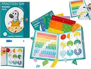 Montessori Magnetic Fraction Educational Puzzle Math Manipulative Tile Kid 3rd 4th 5th Grade Game Book Magnet Learning Elementary Circle School Set Classroom Toy Teaching Supplies Board Tool Children