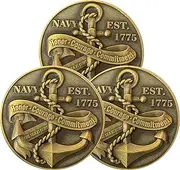 American Navy Challenge Coin with U.S. Sailor's Creed and Maritime Symbolism (Pack of 3)