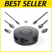 7 Ports USB C Dock: 100W Fast Charging, Gigabit Ethernet, Card Reader & More