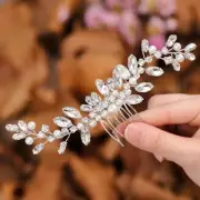 Rhinestone Bride Wedding Hair Comb Crystal Hair Piece Pearl Bridal Hair Silver