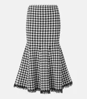 [McQueen] McQueen Houndstooth jacquard midi skirt AU 6 black