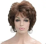 (30 medium auburn) - Lydell Women's Short Curly Wavy Wig Synthetic Hair Full Wig 15cm (30 Medium Auburn)