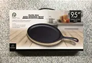 Pacific Coast Trail Fajita Pan with Wooden Trivet Cast Iron Construction NEW