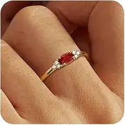 [FUNEIA] Gold Birthstone Rings for Women Non Tarnish Trendy Stackable Gold Rings that Don't Tarnish Dainty Emerald Green Gemstone Cubic Zirconia Wedding Engagement Ring for her Birthday Gifts Jewelry