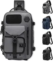 [Generic] Cosmos Explorer Sling Bag, Dustproof and Waterproof, Equipped with Belt Buckle, for Touring, Wilderness Survival (Gray)