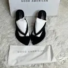 Good American Black Neoprene Lucite Heel Thong Sandals NIB Size 7