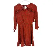Velvet Torch Nordstrom Red Floral 3/4 Sleeve Mini Dress Size Medium NWT