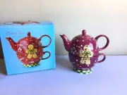 New Gatesware By Laurie Gates Hand Painted Christmas Treats Tea For One Set