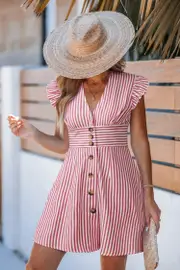Cupshe All Smiles Striped Mini Dress - Red,M