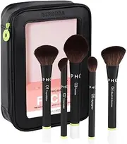 Sephora Favorites Face Set The Face Brush Set - 5 Makeup Brushes and 1 Makeup Bag