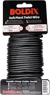 Flexible Plant Wire 8 m Diameter 3.5 mm with Soft Rubber Coating Sturdy Binding Wire for Low Stress Training, Tomatoes, Cucumbers, Climbing Plants, Garden Wire, Plant Ties (Black, 1 x 8 m (Diameter