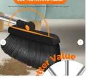 Broom and Dustpan Set for Home, Steel Dust Pan with 56.9" Long Handle Broom