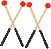 VICASKY 2 Pairs Ethereal Drumstick Xylophone Mallets Percussion Drum Mallets Tongue Drum Mallet Drum Sticks Performance Drumsticks Music Instrument Mallets Wood Drum Mallet Rubber Red