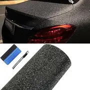 LZLRUN Glitter Diamond Sandy Sparkle Car Vinyl Wrap Matte Diamond Film Sticker DIY Self Adhesive Rhinestones Car Decor Accessories (Black, 20" x 60")