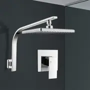 ACA WELS WATERMARK Square 8'' ABS Plastic Rainfall Shower Head Gooseneck Wall Arm Mixer Tap Chrome