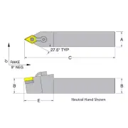 Dorian 50380 MDPNN24-5D Neutral Toolholder for DNM_543 inserts