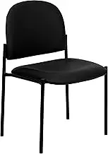 Flash Furniture Tania Comfort Black Vinyl Stackable Steel Side Reception Chair