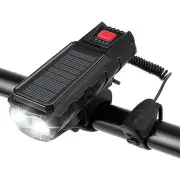 Solar Charging Bike Headlight 400Lm Brightness 200m Distance Range 2000mAh Battery Waterproof 3 Light Modes Warning Flas