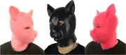 Latex PIG MASK Pink Gum Fetish Full Head Rubber Hood Role Play Animal Stag Gimp