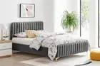 Shangri-La Victoria Velvet Bed Frame (Grey, Double), Beds & Bed Frames,