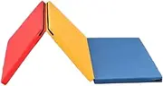 Perfeclan Exercise Mat Foldable Pad Three Fold Portable Easy to Carry Gymnastics Mat with Carrying Handles for Stretching Core Workouts