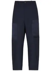 High Figure Out Cropped Tapered Trousers - Navy - 46 (UK14 / L) 46 (UK14 / L)