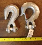 2 Lot Campbell Chain Clevis Grab & Columbus Mckinnon Slip Hook Zinc Plated Steel