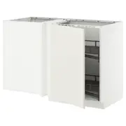 METOD corner base cab w pull-out fitting, white/Veddinge white, 128x68x80 cm