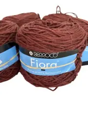 Berroco Fiora Brown Yarn Cotton Alpaca Wool Color #3837 100g Peru AT384 Lot of 5
