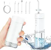 Portable Cordless Water Dental Flosser,Travel Size Collapsible Storage 5 Modes, 200 ML Telescopic Water Teeth Cleaner Pick, IPX 7 Waterproof Rechargeable,5 Jet Tips 360°Rotation, White