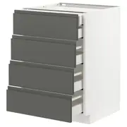 METOD / MAXIMERA base cb 4 frnts/2 low/3 md drwrs, white/Voxtorp dark grey, 60x60x80 cm