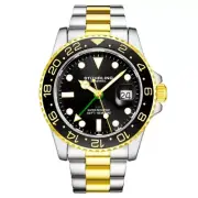 Stuhrling 3965 3 Aquadiver Quartz GMT Date Stainless Steel Mens Watch