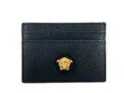 Versace Mini Medusa Black Leather Slim Card Case Wallet
