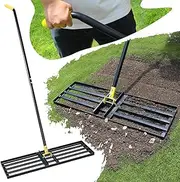 Colwelt Lawn Leveling Rake 31'', Hefty Lawn Leveler Rakes for Grass Soil, Leveling Rake for Lawn with 72'' Ergonomic Curved End Grip Long Handle, Levelawn Tool Leveling Soil, Yard Lawn Leveling Tool