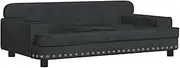VidaXL Black Velvet Dog Bed, Soft and Comfortable, Solid Pine Wood Frame, 90x53x30 cm, Suitable for Small Dogs and Pets