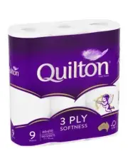 Quilton Classic White 3ply Toilet Tissue 9 Pack