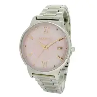 在飛比找Yahoo奇摩購物中心優惠-MANGO青春活力時尚腕錶-銀白*粉紅/36mm