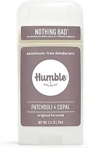 HUMBLE BRANDS Original Formula Aluminum-free Deodorant. Long Lasting Odor Control with Baking Soda and Essential Oils, Patchouli and Copal, Pack of 1