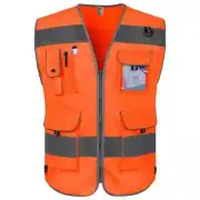 Safety Vest with High Visibility Reflective Stripes 5 Pockets Security 2XL