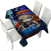 Cute Little Halloween Witch Skeleton Magic Tablecloth