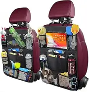ZB.soar Car seat storage, 9 Storage Pockets Seat Back Protectors Kick Mats for Kids Toddlers (1Pcs)