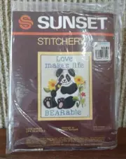 Sunset Stitchery Kit - Love Make Life Bearable - Panda Bear, 608, New In Package
