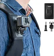 TELESIN Bag Backpack Shoulder Strap Mount with Adjustable Shoulder Pad and J Hook, Strap Holder Attachment System for Go Pro Hero 13 12 11 10 9 8 DJI Osmo Action 3 2 Insta360 X5 X3 X2 Accessories