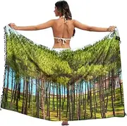 [RPLIFE] Pine Trees Sarong Wraps Tassel Beach Sarong Cover Up Women, Large, Pine Trees, Medium