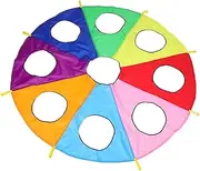 [Abaodam] 9holes Outdoor Parachute Game for Boys and Girls Interactive Sensory Training Equipment Play for Kindergartens and Parks Reflexes and Coordination